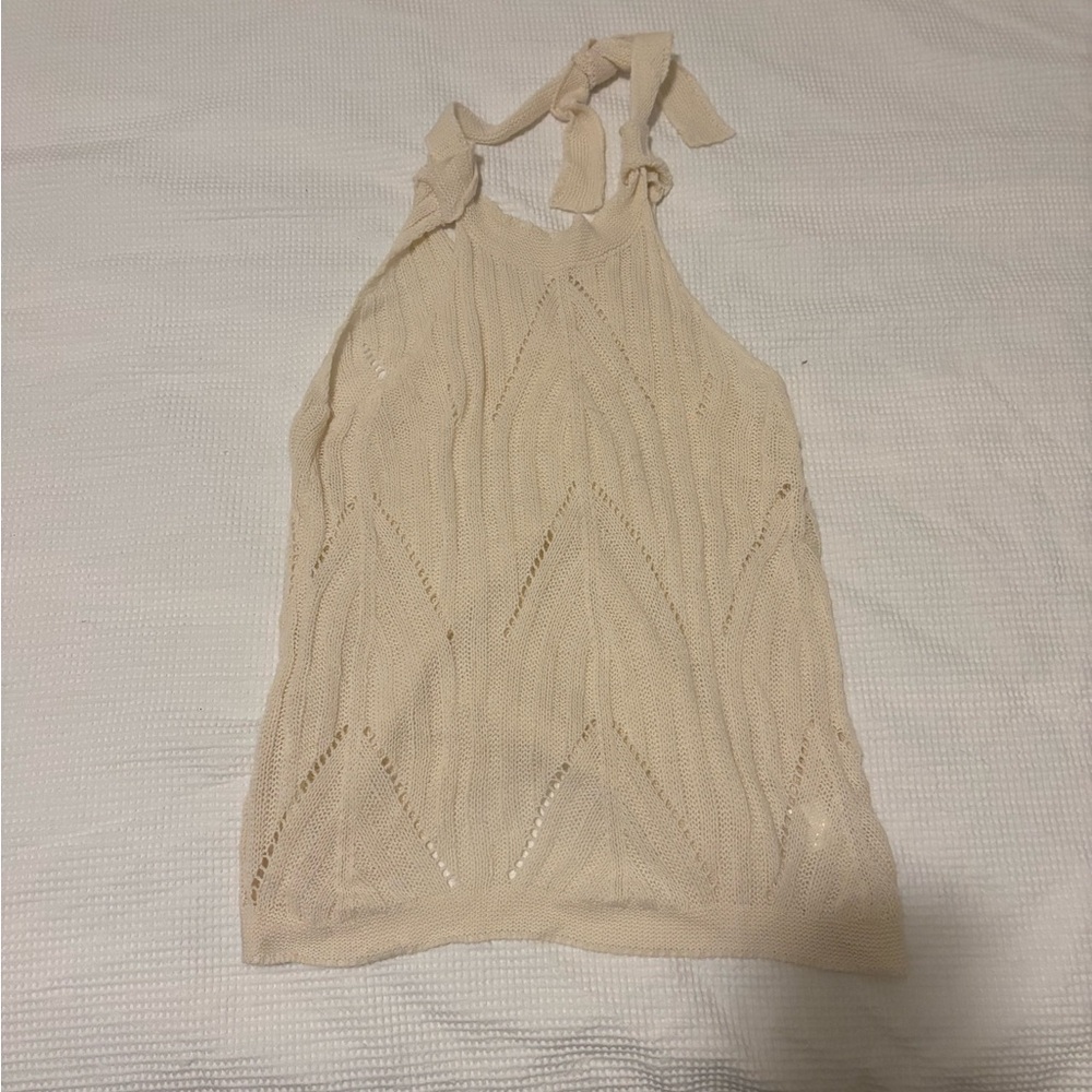 Chic Cream Knit Women's Halter Top